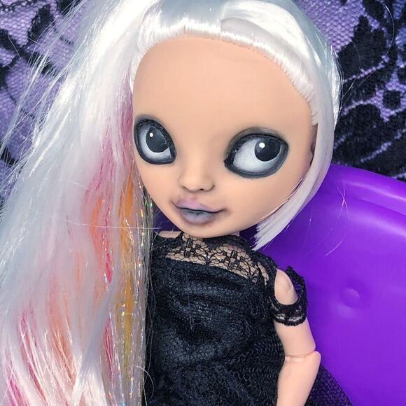 OOAK Creepy Odd Rainbow High Fashion Doll Repaint Gothic Big Eyed Ghost Girl - Picture 5 of 16